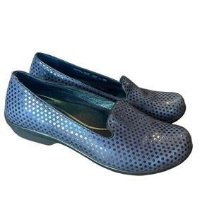 Dansko Womens Olivia Loafer Slip On Blue Leather Polka Dot Womens EU 37 US 7